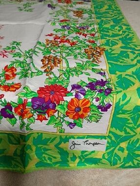 Thompson Bright Green and Lime Floral Silk Scarf
